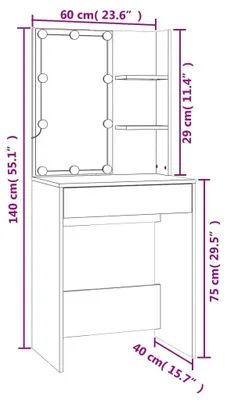 Immagine prodotto di Comodino LED con mobile in legno Grigio Sonoma