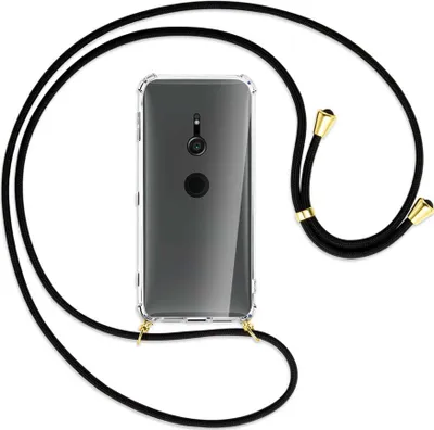 Produktbild von Handykette Backcover-Schutzhülle mit Band (Metall goldfarben) für Sony Xperia XZ2 - schwarz