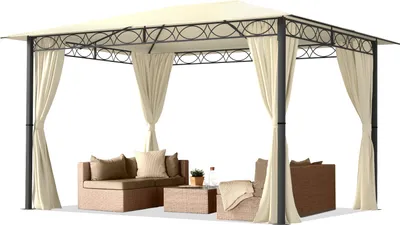 Image de TOOLPORT Tonnelle de jardin 3x4 m - bâche de toit env. 220 g/m² - 4 parois latérales champagne