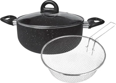 Produktbild von Cheffinger Frittiertopf 3 tlg Induktion Fritteuse mit Sieb ø 24 cm