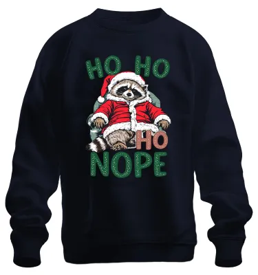 Immagine prodotto di HO HO HO NOPE Procione di Natale Padre Natale Divertente Regalo Felpa Unisex Pullover, Navy, L