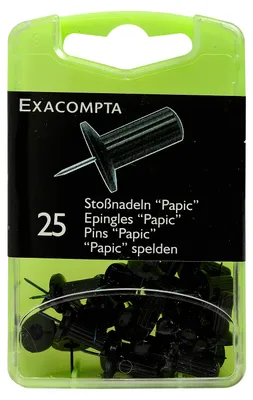 Zdjęcie produktu dla Exacompta 14901E, zszywki do rysowania, opakowanie blister, 25 sztuk, czarne, 7 mm