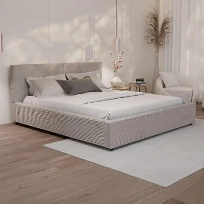 Produktbild von Juskys Polsterbett Salerno 180 x 200 cm, Cord Design & modern - Taupe