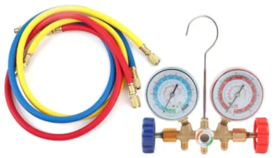 Produktbild von Kältemittel-Klimaanlagen-Werkzeugset: Diagnose-Manometer-Set mit Schlauch und Haken