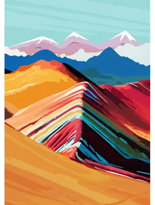 Image de Tableau sur toile Vinicunca 45x65 cm, Tableau mural moderne pour décoration intérieure
