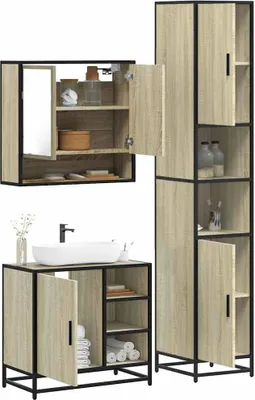 Obrázok produktu pre Maison Exclusive – 3-dielna súprava kúpeľňového nábytku Sonoma dub drevený materiál