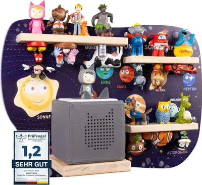 Produktbild von bunnyboo Toniebox Regal - für Toniebox und Figuren - ausreichend Platz für bis zu 32 Tonie Hörfiguren - Tonie Astronaut - e Qualität - Für Junge und Mädchen