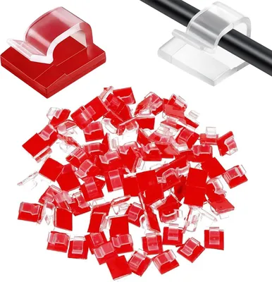 Produktbild von 100PCS Kabelhalter Selbstklebend,Kabelhalter,Kabelclips,Kabelklemmen,Kabelmanagement,Kabelorganisatoren,Kabelbinder,Kabelbefestigung,Kabelbefestigung Lichterkette,Für Computer/TV-Kabel,Transparent
