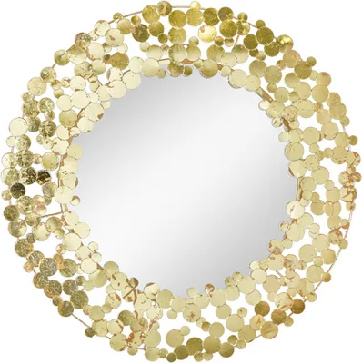 Produktbild von Dekorativer Wandspiegel COINS 80cm XL antik gold rund aus Metall handmade