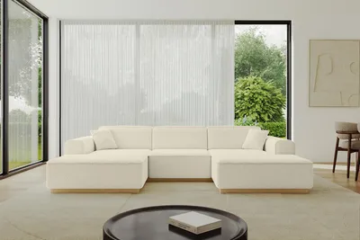 Produktbild von ALTDECOR Ecksofa in U-Form IREA-U1-v2 301x165x80 cm Beige Corner Sofa Bett Eckcouch Couch L-Form Wohnlandschaft Cauchsofa