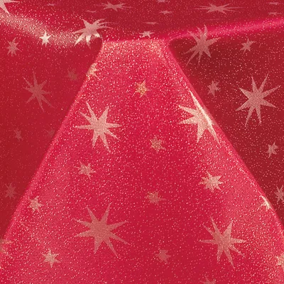 Produktbild von Hochwertige Stofftischdecke mit Sternen Tischdecke Tafeldecke Tischtuch Bügelarm schnelltrocknend Rot Eckig 130 x220cm
