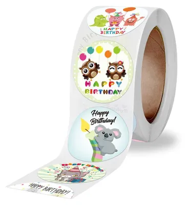 Geburtstagsaufkleber 500 Stück, rund, 2,5 cm, Papier, selbstklebend