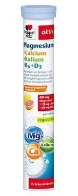 Zdjęcie produktu dla Tabletki musujące Double Heart Magnez+Wapń+Potas 15 kapsułek