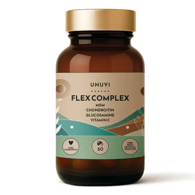 Produktbild von MSM + Chondroitin + Glucosamin + Vitamin C, 60 Kapseln  Flex COMPLEX – UNUVI