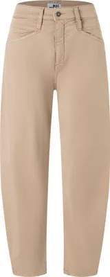 Product image of beige women's pants on a white background.