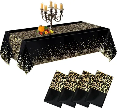 Obrázok produktu pre Jednorazový obrus CHEPULA 137 x 274 cm čierno-zlatý 4-pack