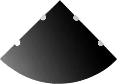 Produktbild von "im Angebot" Eckablage mit Verchromten Halterungen Glas Schwarz 45x45 cm - Wandregale CC1600