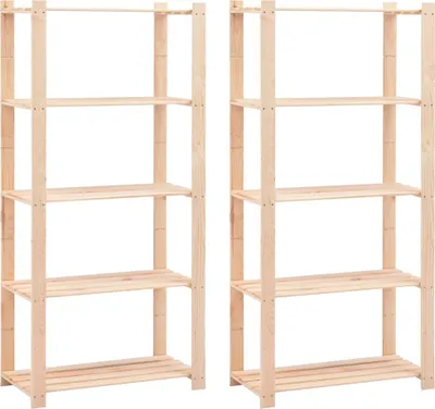 Obrázek produktu pro Úložný regál 5 polic 2 ks 80x38x170 cm masivní borovice 250 kg