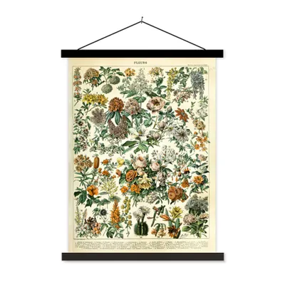 Produktbild von MuchoWow® Textilposter Blumen - Vintage - Orange 120x160 cm mit schwarzem Rahmen - Magnetischer