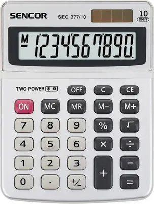 Produktbild von Sencor SEC 377/10, Tasche, Einfacher Taschenrechner, 10 Ziffern, 1 Zeilen, Batterie/Solar, Weiß