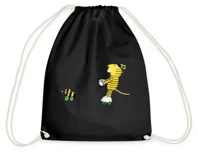 Produktbild von Spreadshirt Janosch Tiger auf Rollschuhen Turnbeutel, One size, Schwarz
