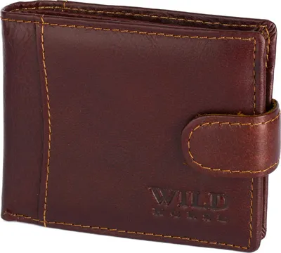 Zdjęcie produktu dla Portfel męski Wild Horse ze skóry, brązowy, zapięcie