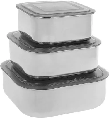 Produktbild von Edelstahl-Luftdichte-Behälter 600-1500ml 3er-Set