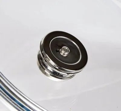 Image de Couvercle en verre résistant à la chaleur, 28 cm, avec bouton en acier inoxydable