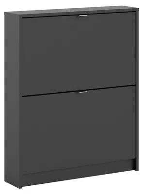 Schuhschrank mit 2 Klapptüren, 1 Schublade, matt schwarz