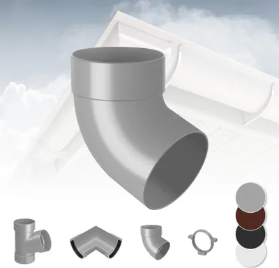 Produktbild von RAINWAY S Regenrinnen System (Rohrbogen 67° einfach grau) - PVC-U Kunststoff in 4 Farben, für Dachflächen < 100m² empfohlen, Eckstück Bogen 67 Grad