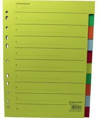 Produktbild von Soennecken 1526, Leerer Registerindex, Karton, Mehrfarbig, Porträt, A4, 250 g/m²
