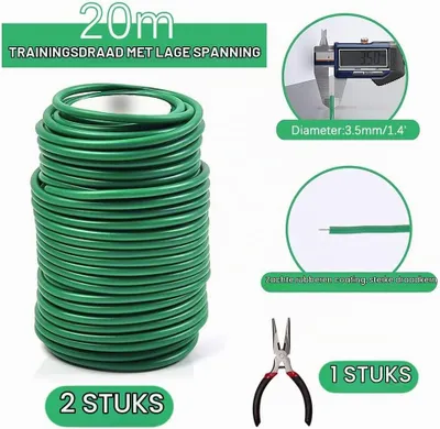 Productafbeelding van Plantendraad, rubber, 2 stuks tuindraad, 3,5 mm x 40 m, binddraad, zachte bloemendraad, plantendraad voor lage stresstraining