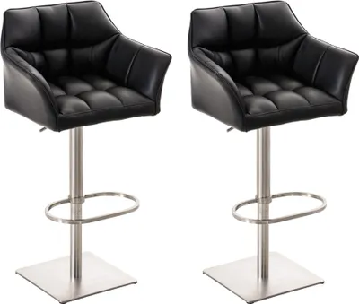 Produktbild von 2er Set Barhocker HLO-CP1 Kunstleder edelstahl  schwarz