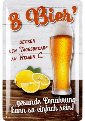 Produktbild von Retro Blechschild Bier - lustiges Sprüche Bier Schild als Partykeller Deko, Kneipen und Bar Dekoration für Stammtisch - Geschenk Männer