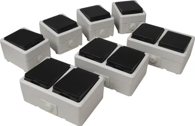 Produktbild von 7-teiliges Feuchtraum-Set McPower "Taff Werkstatt", grau, IP44