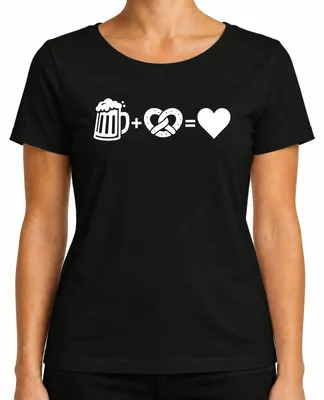 Productafbeelding van Bier, pretzel, , Wiesn, Beieren, traditionele kleding, dames T-shirt, zwart, maat L