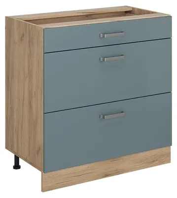 Obrázok produktu pre Kuchynská spodná skrinka Vicco R-Line Modrošedá/Dub Goldkraft 80 cm s 3 zásuvkami bez pracovnej dosky, Model 72455