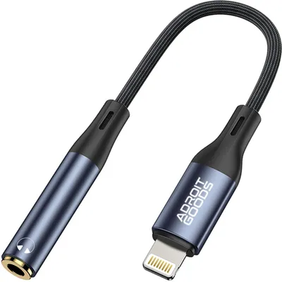 Produktbild von AdroitGoods Lightning zu 3.5mm Klinke Adapter - Kompatibel mit iPhone - Lightning zu aux Adapter