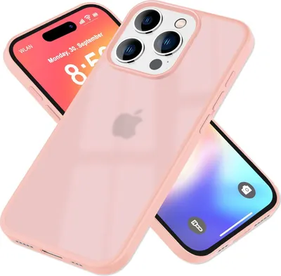 Produktbild von NALIA Matte Handyhülle für iPhone 16 Pro Max – Stoßfester TPU-Rand & Semi-Transparent – FUZION (Anti-Fingerprint Case) – Marke aus Berlin – Rosa