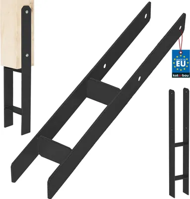 Produktbild von KOTARBAU® H-Pfostenträger zum Einbetonieren 80 mm / 600 mm aus verzinkter pulverbeschichteter Stahl Schwarz Pfostenanker Balkenschuhe Stützenfuß Pfostenschuh mit Betonanker Stahlträger Stahlanker