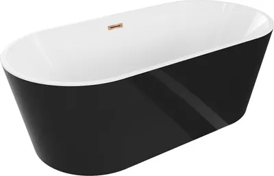 Immagine prodotto di Mexen Luna vasca da bagno freestanding 170 x 80 cm, bianca/nera, troppo pieno oro rosa - 52031708075-60