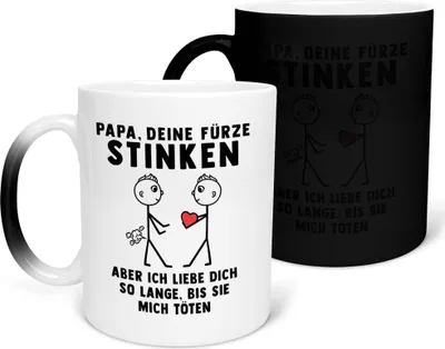 Produktbild von 22Feels Zaubertasse Papa Geschenk Vatertag Vater Deine Fürze Stinken Geburtstag Kaffeetasse Farbwechsel Männer Weihnachten Haferl Geschenkidee Bürotasse