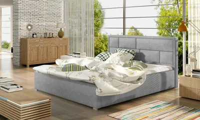 Obrázok produktu pre Manželská čalúnená posteľ 200x200 LUXERIO 1 - svetlo šedá