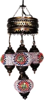 Immagine prodotto di Lampada a sospensione Mozaïek Lampada turca con 4 sfere colorate, lampadario orientale per un'illuminazione suggestiva
