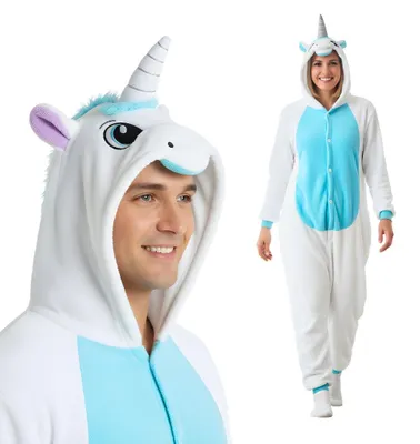 Produktbild von Onesie Kigurumi Pyjamas Verkleidung Kostüm Weiß Einhorn S: 145-155cm