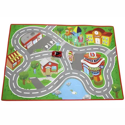 Zdjęcie produktu dla BB Junior - Mata do zabawy - Ferrari Junior City z samochodzikiem (100x70cm) Mata do zabawy z samochodzikiem