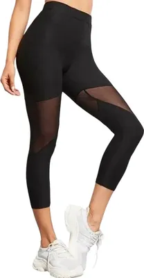 Zdjęcie produktu dla Modne Legginsy 3/4 z Siateczką Leona - Czarny L KP25082