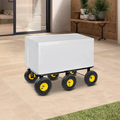Imagen del producto de Remolque de plataforma, color gris, con capacidad de carga de 544 kg, 6 ruedas, ideal para mudanzas y logística