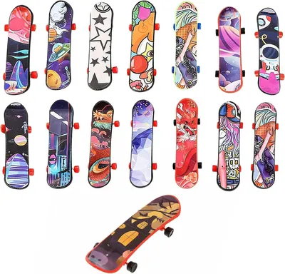 Imagen del producto de Mini tablas de skate para los dedos, 15 unidades, con diferentes diseños, juguete para niños