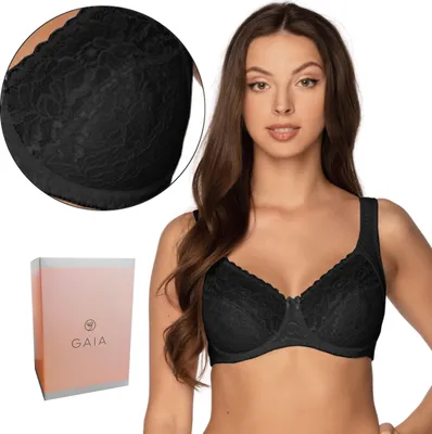 Produktbild von Gaia - Bh 1160 - Bügel BH ARABELA Damen Soft Bh Vollschalen breite Träger Schwarz Elasthan - 80E